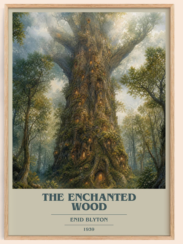The Enchanted Wood book cover book poster by Enid Blyton – framed literary art print