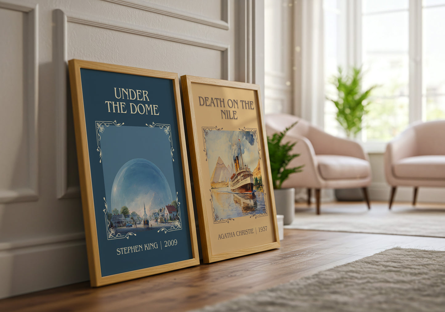 Under the Dome classic book art print framed by window – literary home decor