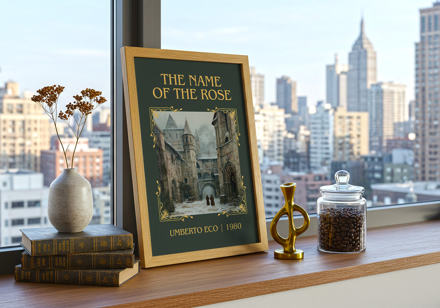 The Name of the Rose classic book art print paper finish options – matte satin gloss