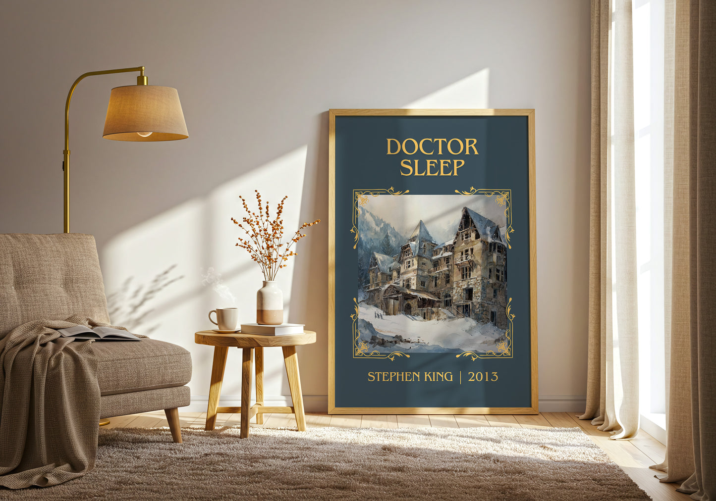 Doctor Sleep classic book art print in frame leaning in hallway – horror wall art