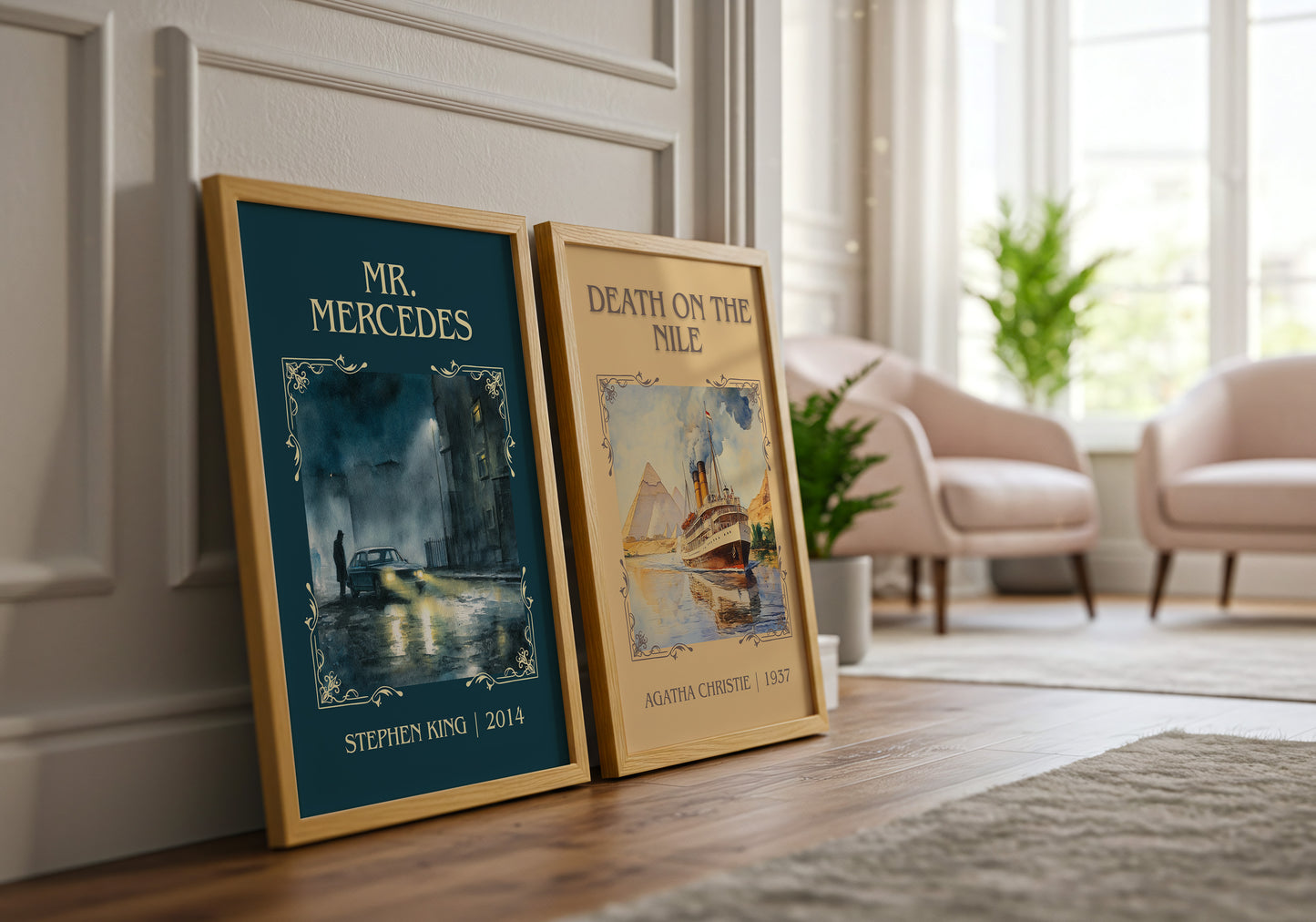 Mr. Mercedes classic book art print framed by window – literary home decor
