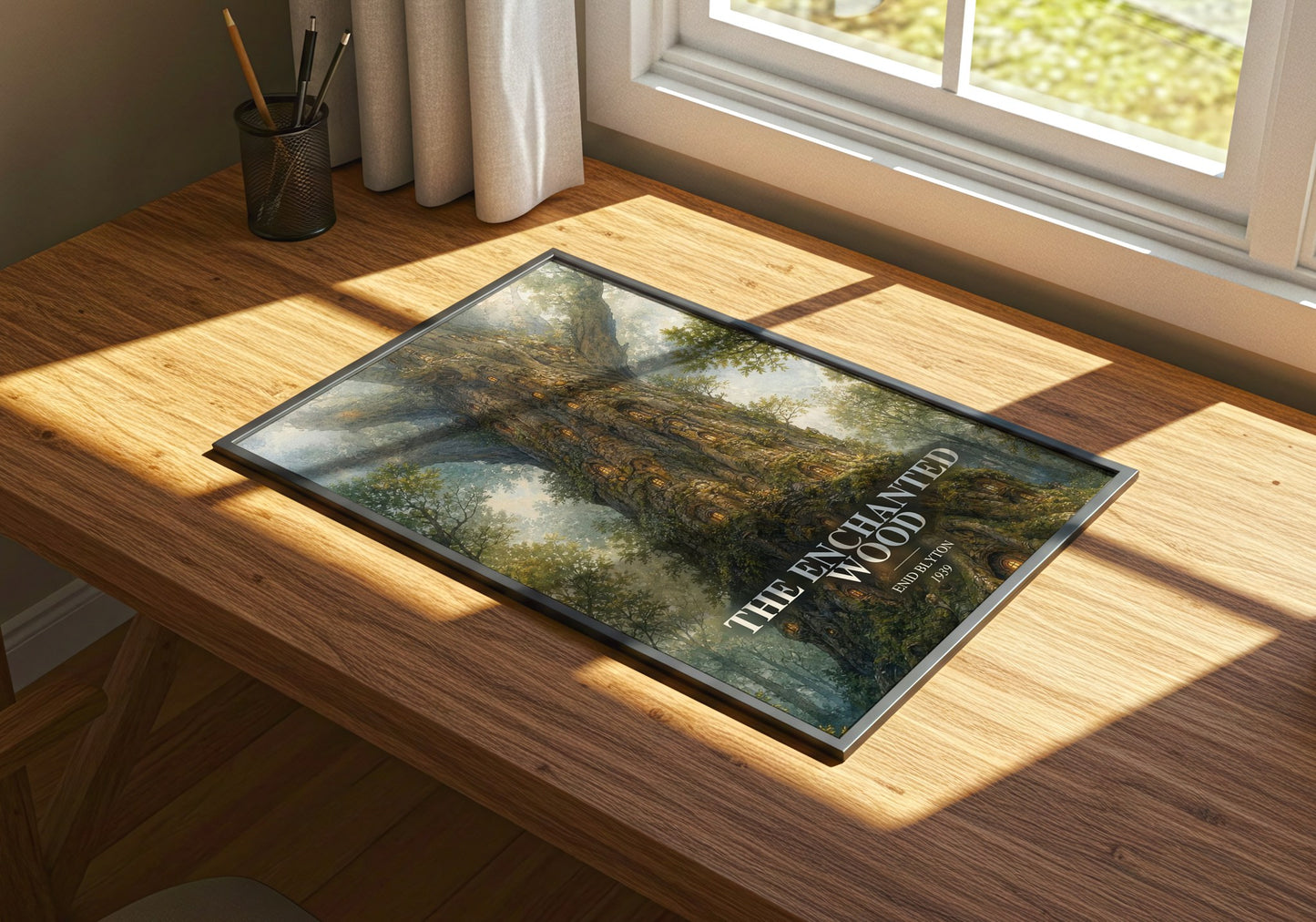 The Enchanted Wood watercolour book poster framed on wall – childrens wall art