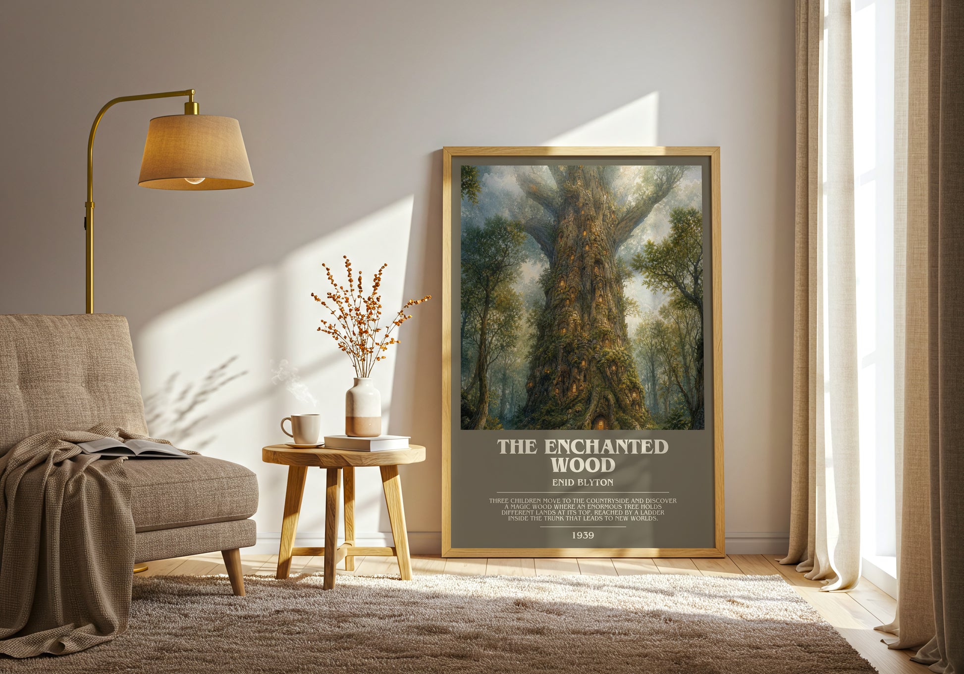 The Enchanted Wood bookish print on bookshelf – Enid Blyton fan gift