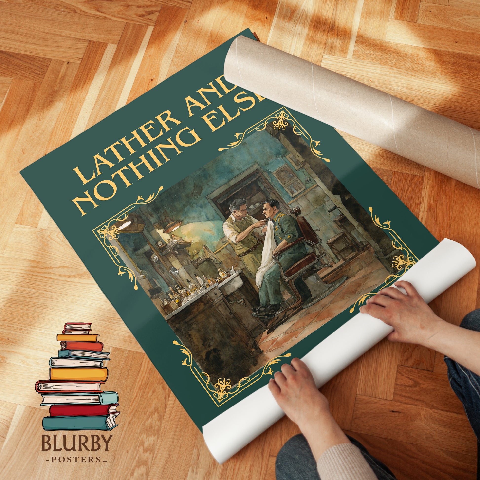 Lather And Nothing Else classic book art print on bookshelf – Hernando Tellez fan gift