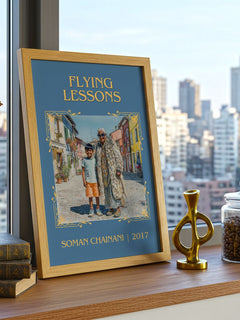 Flying Lessons Classic Book Art Print by Soman Chainani – framed print on a city-view windowsill