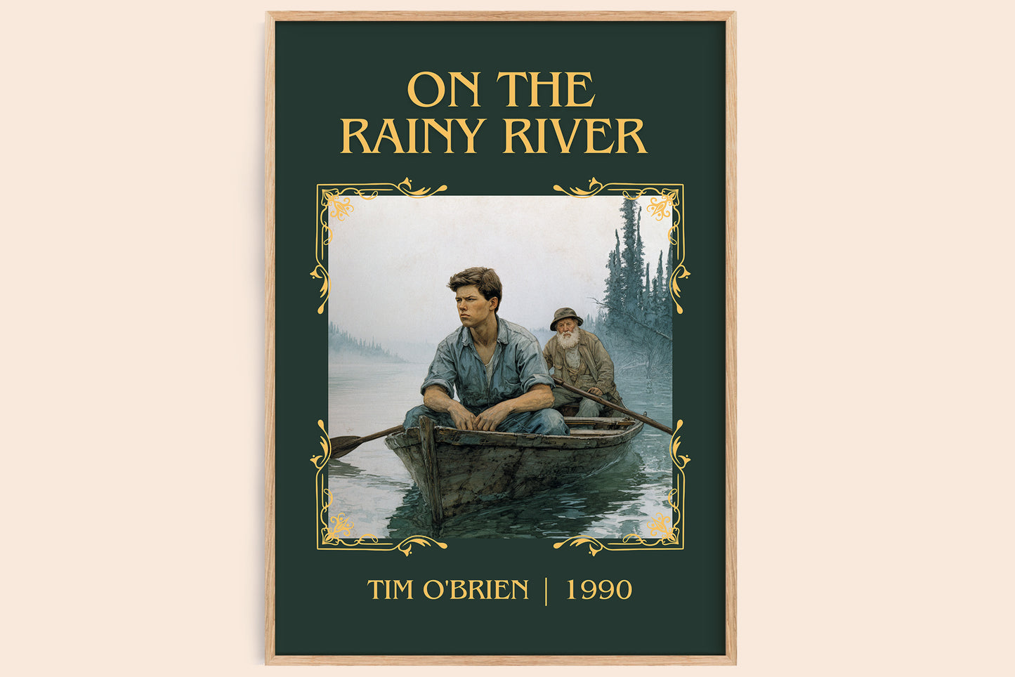 On The Rainy River classic book art book poster by Tim O'Brien – framed literary art print
