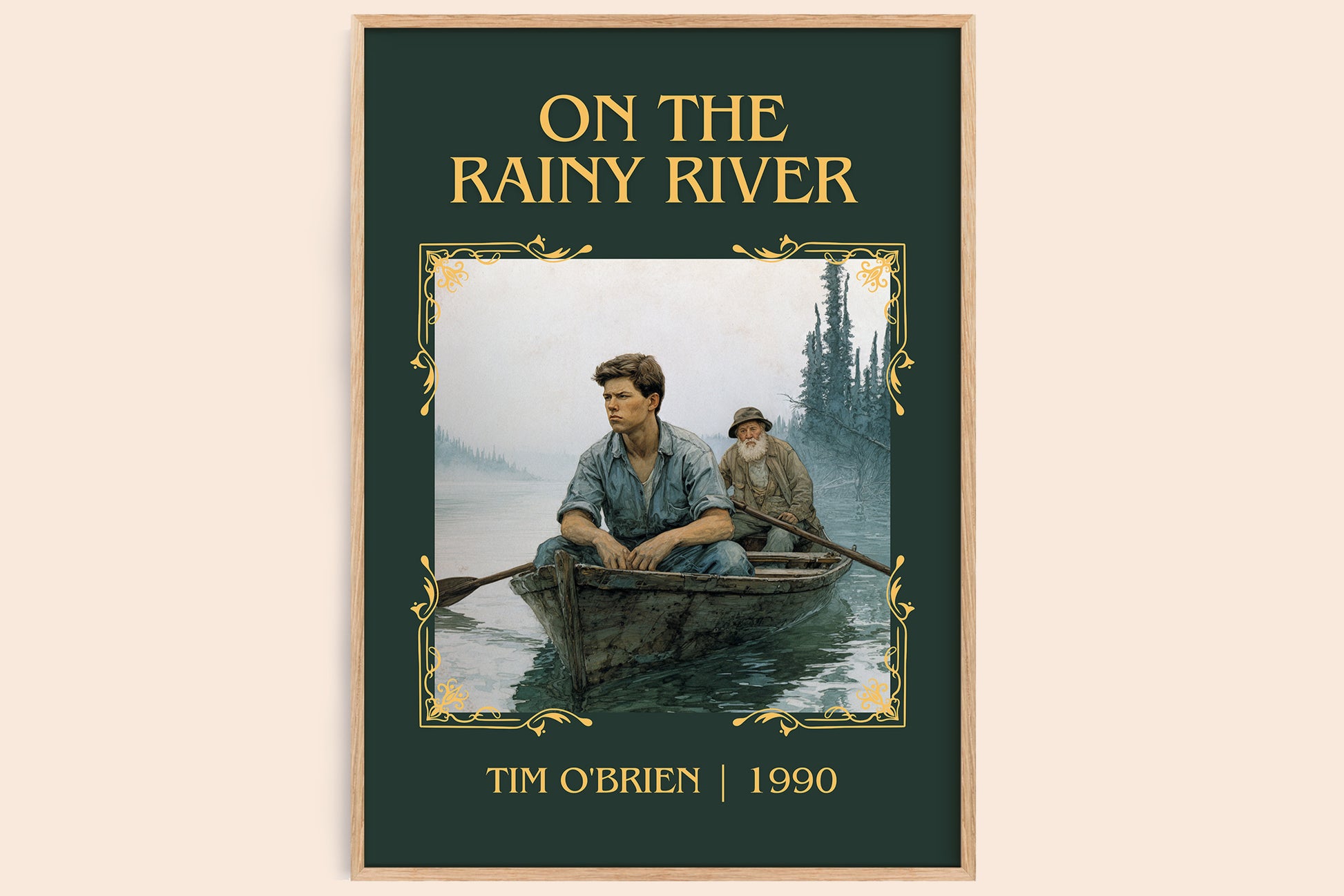 On The Rainy River classic book art book poster by Tim O'Brien – framed literary art print