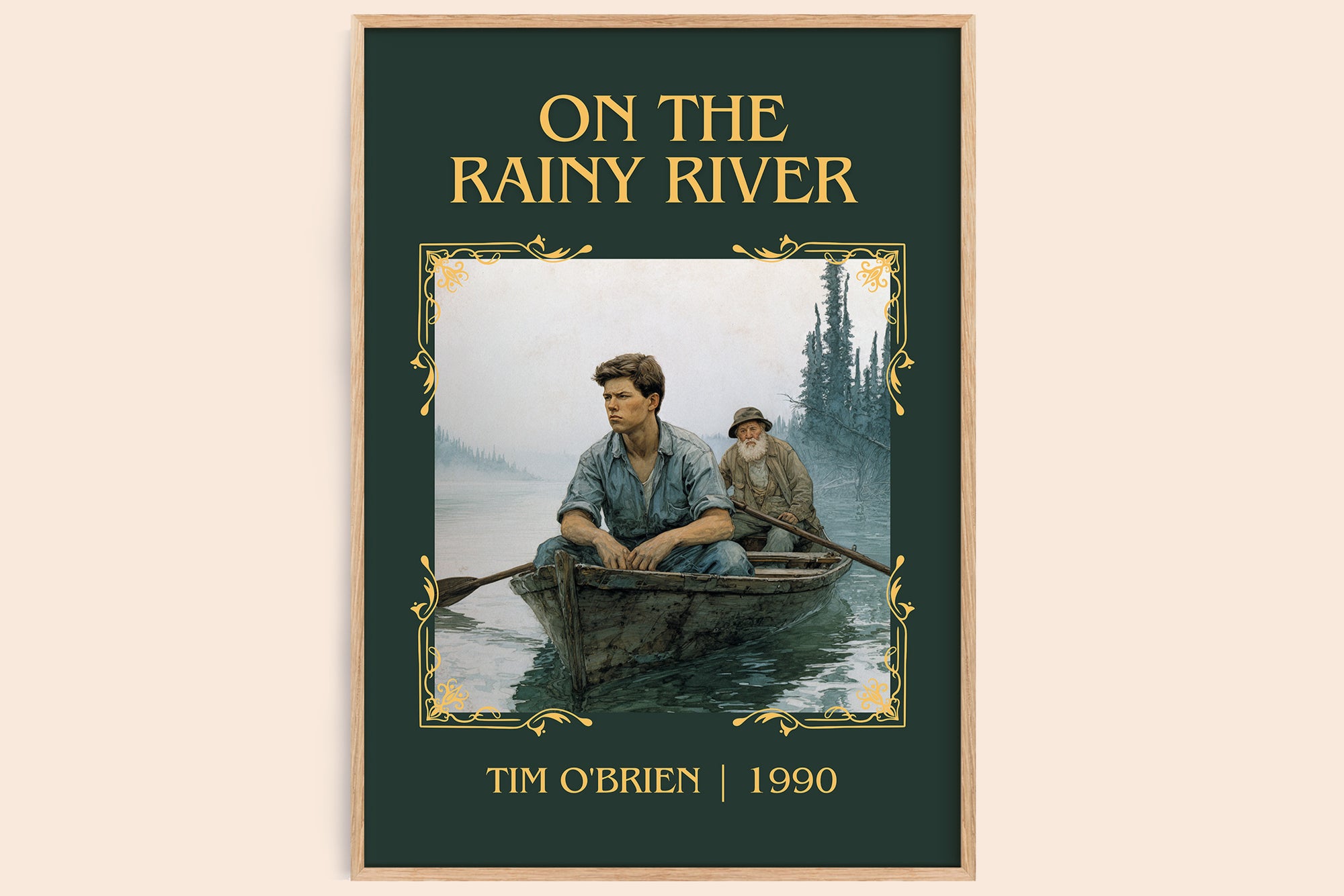 On The Rainy River classic book art book poster by Tim O'Brien – framed literary art print
