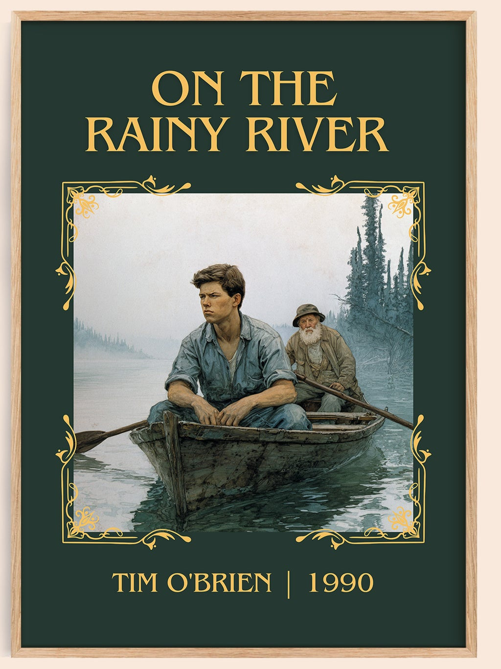 On The Rainy River classic book art book poster by Tim O'Brien – framed literary art print