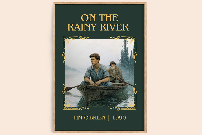 On The Rainy River classic book art book poster by Tim O'Brien – framed literary art print