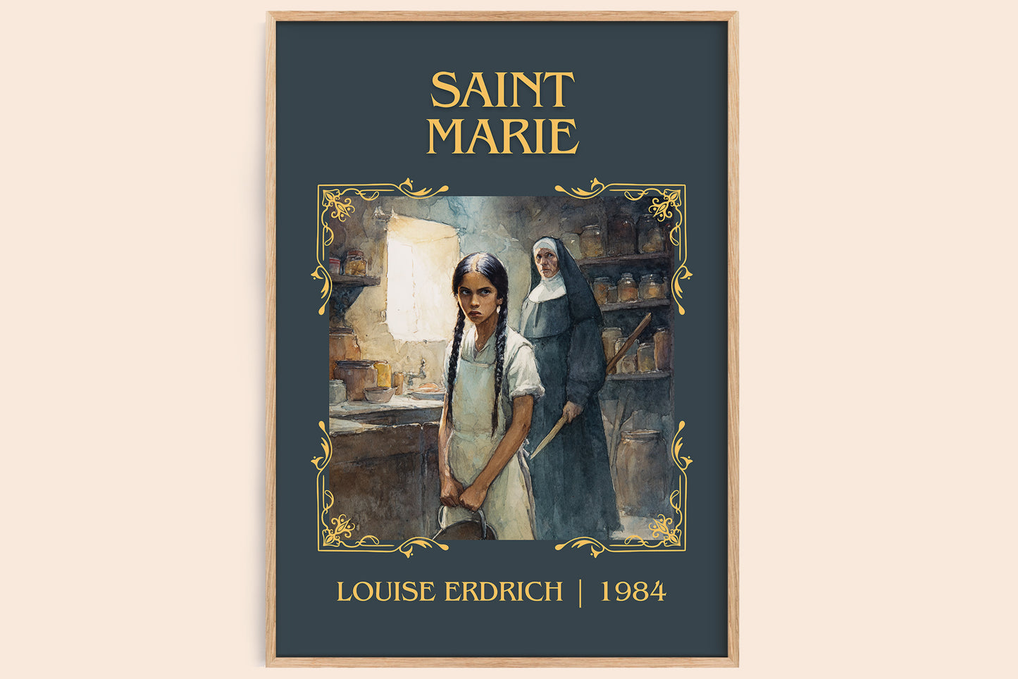 Saint Marie classic book art book poster by Louise Erdrich – framed literary art print