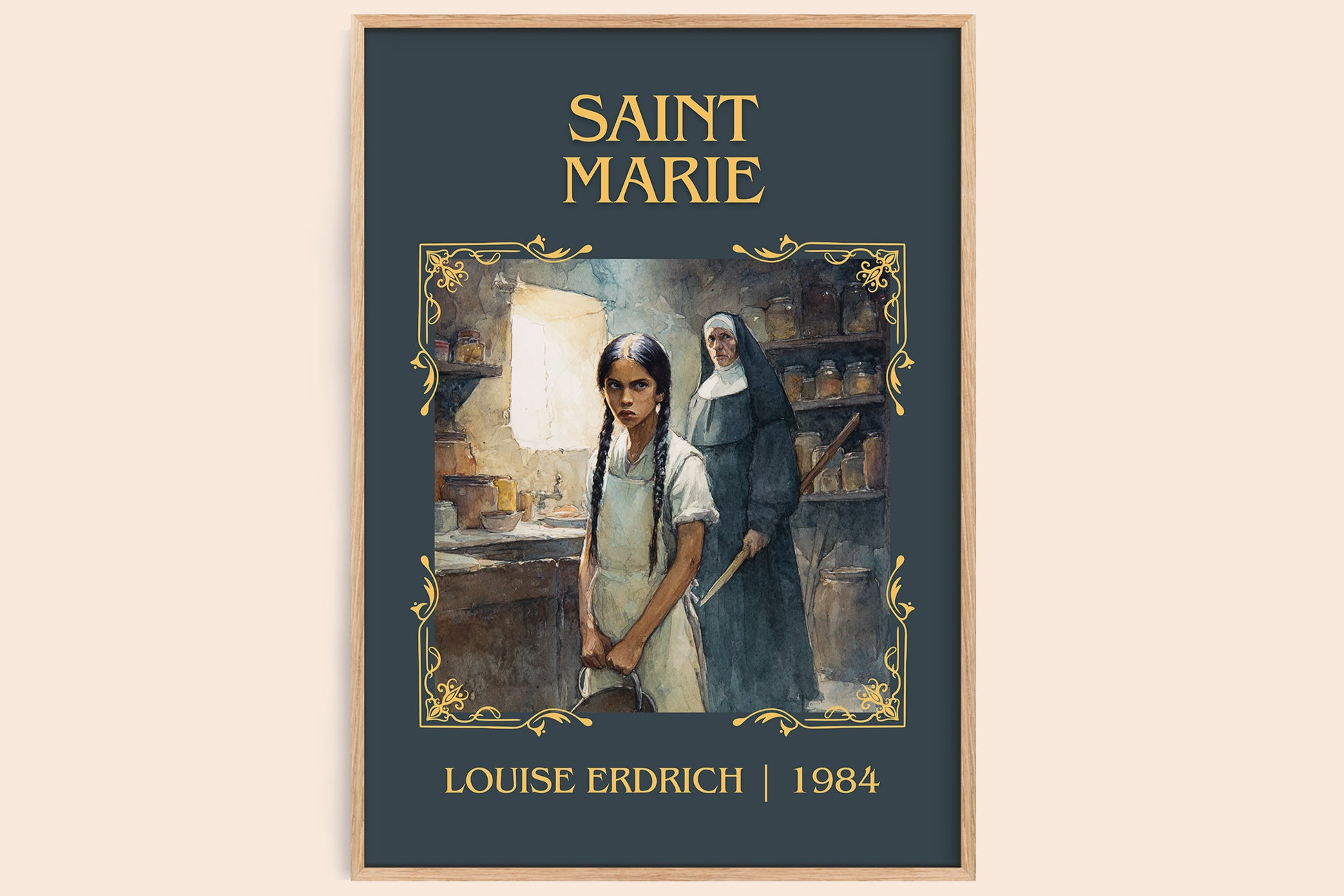 Saint Marie classic book art book poster by Louise Erdrich – framed literary art print