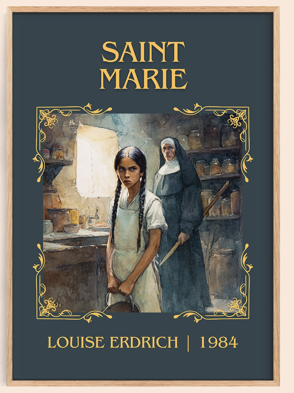 Saint Marie classic book art book poster by Louise Erdrich – framed literary art print