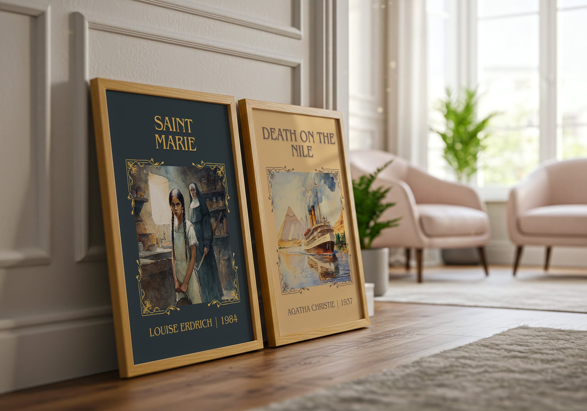 Saint Marie classic book art print framed by window – literary home decor