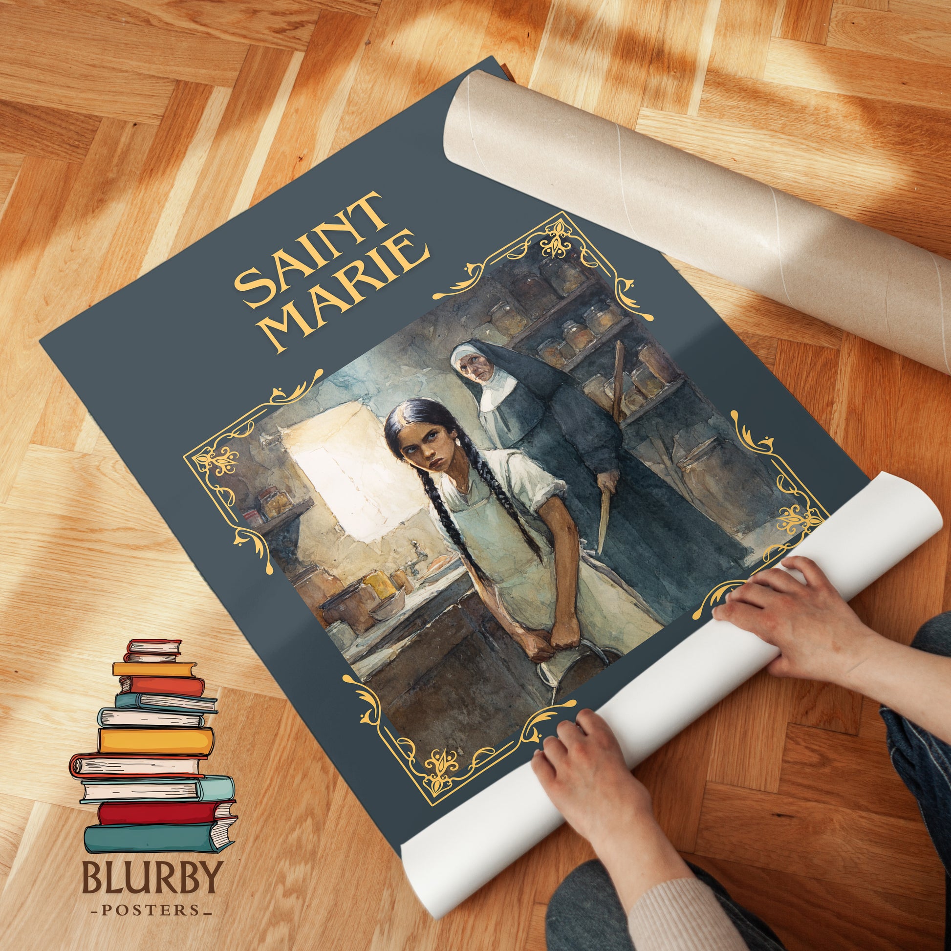 Saint Marie classic book art print on bookshelf – Louise Erdrich fan gift
