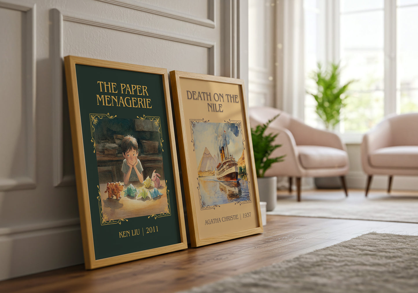 The Paper Menagerie classic book art print framed by window – literary home decor