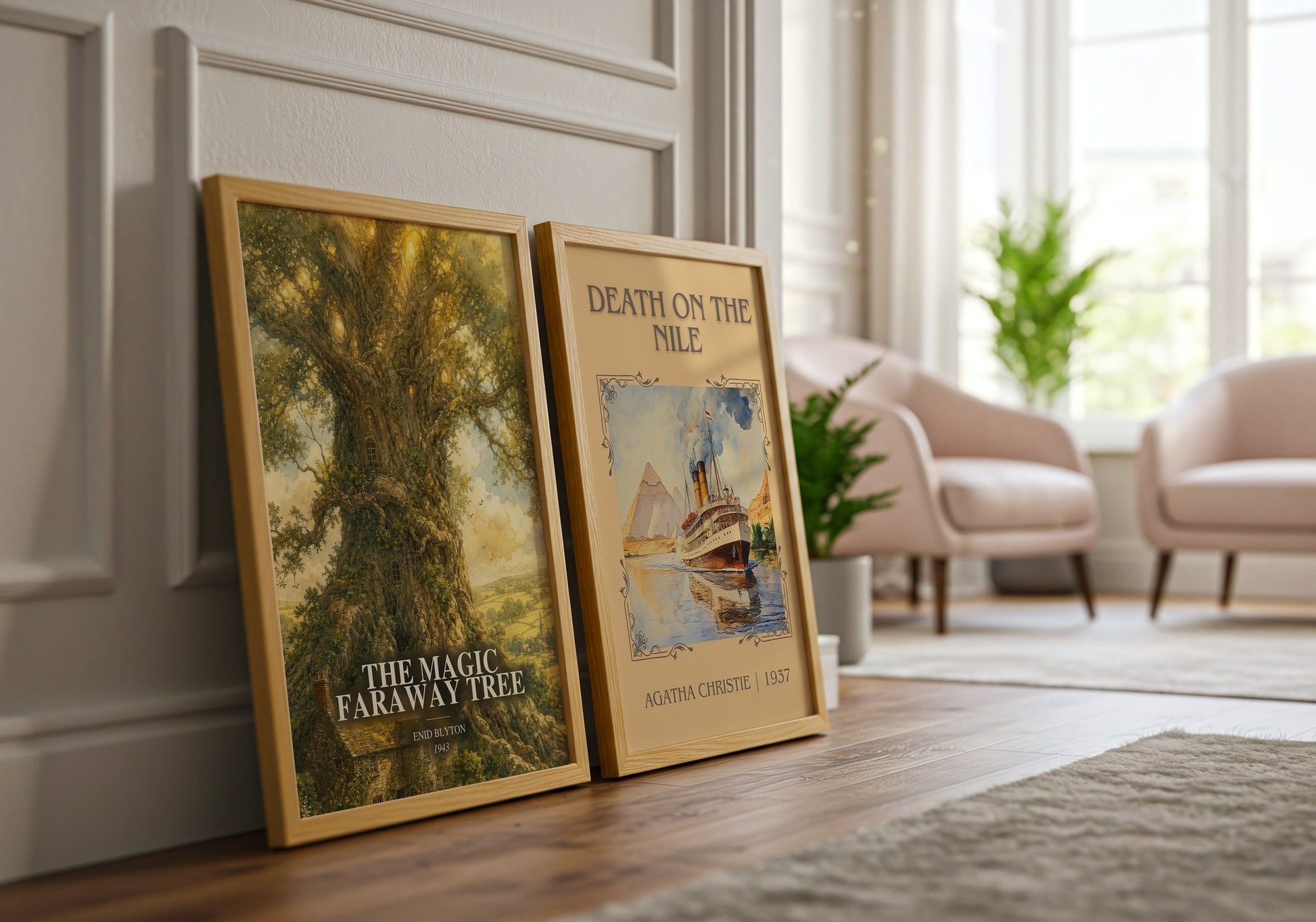 The Magic Faraway Tree watercolour print framed by window – literary home decor