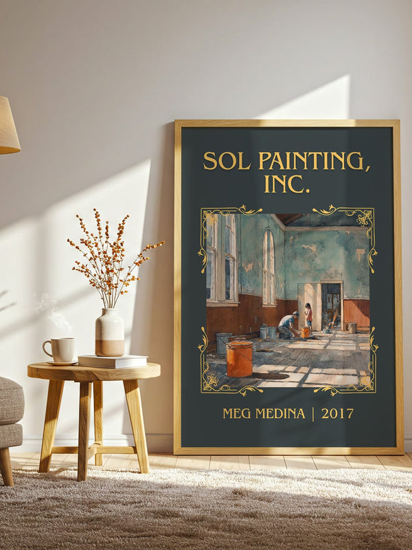 Sol Painting, Inc classic book art print in frame leaning in hallway – non fiction wall art
