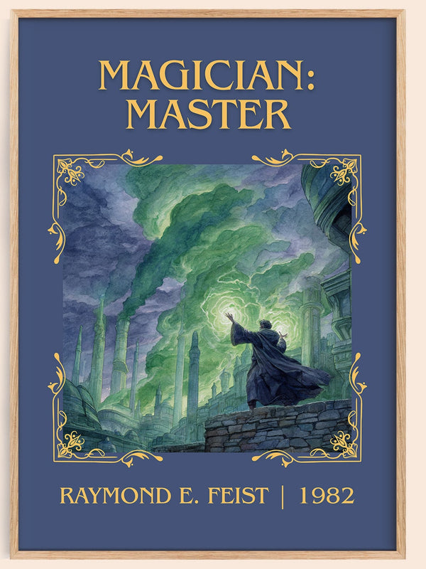 Magician: Master classic book art book poster by Raymond E. Feist – framed literary art print
