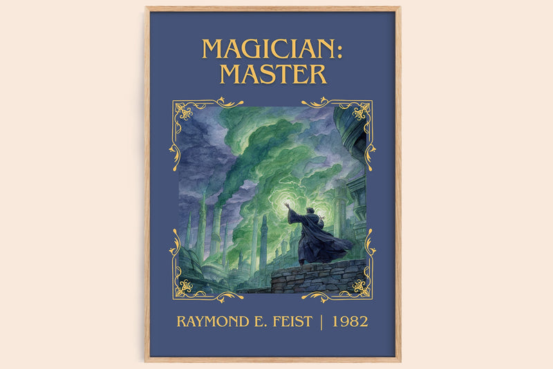 Magician: Master classic book art book poster by Raymond E. Feist – framed literary art print