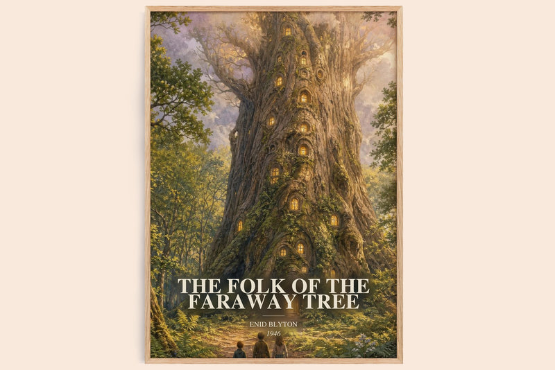 The Folk Of The Faraway Tree watercolour book poster by Enid Blyton – framed literary art print