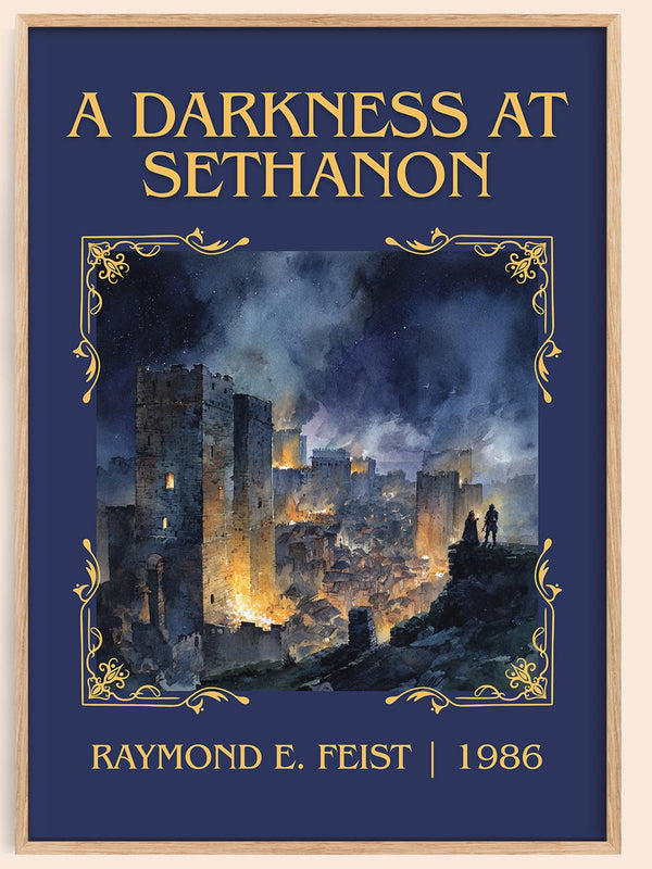 A Darkness at Sethanon classic book art book poster by Raymond E. Feist – framed literary art print
