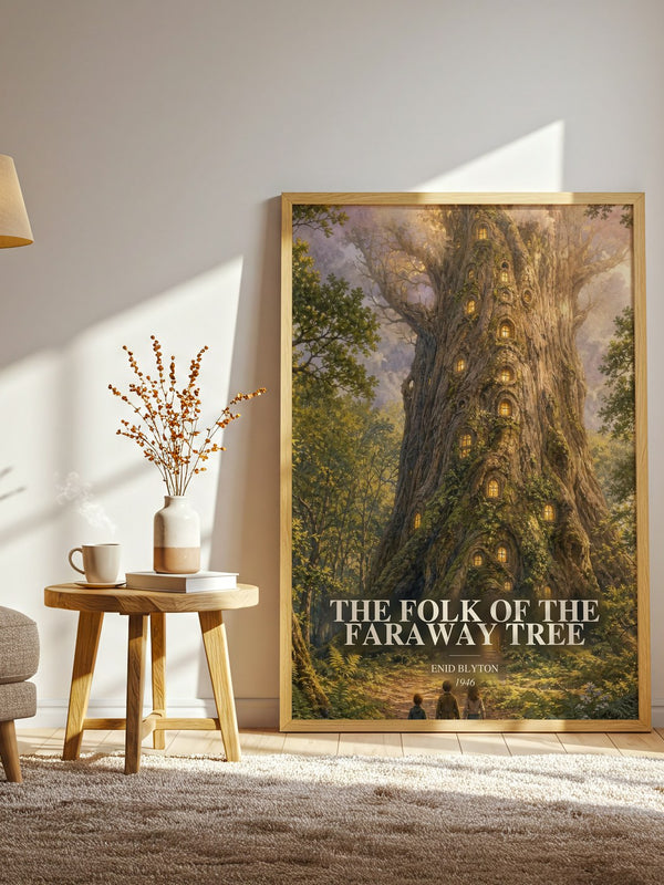 The Folk Of The Faraway Tree watercolour print in frame leaning in hallway – childrens wall art