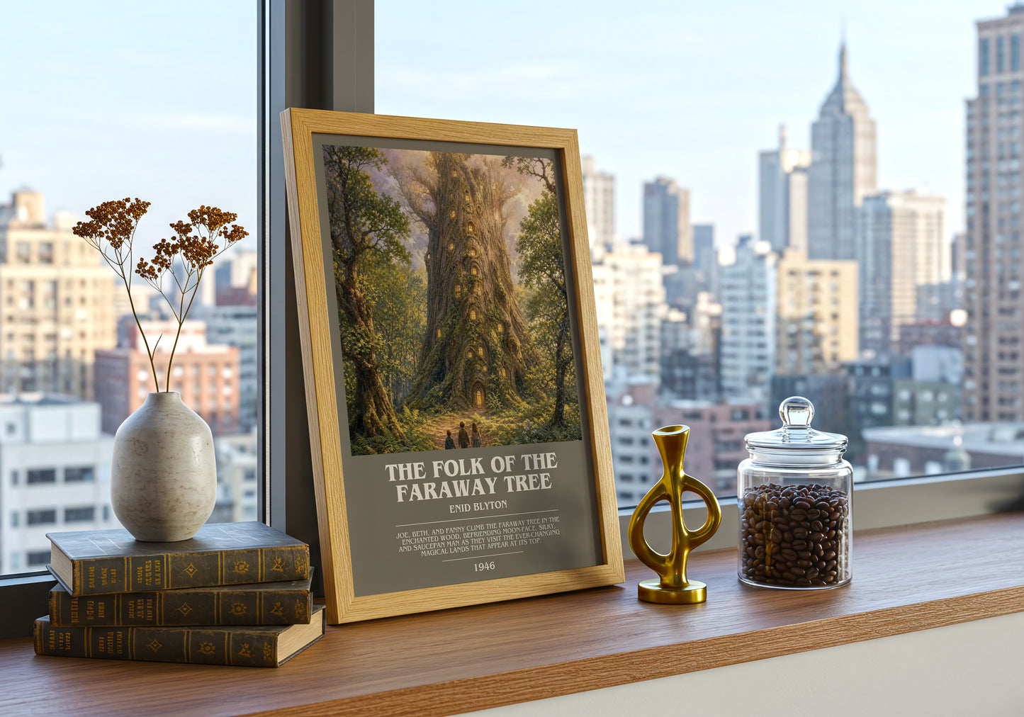 The Folk Of The Faraway Tree bookish print framed by window – literary home decor