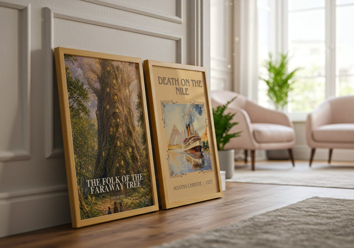 The Folk Of The Faraway Tree watercolour print framed by window – literary home decor