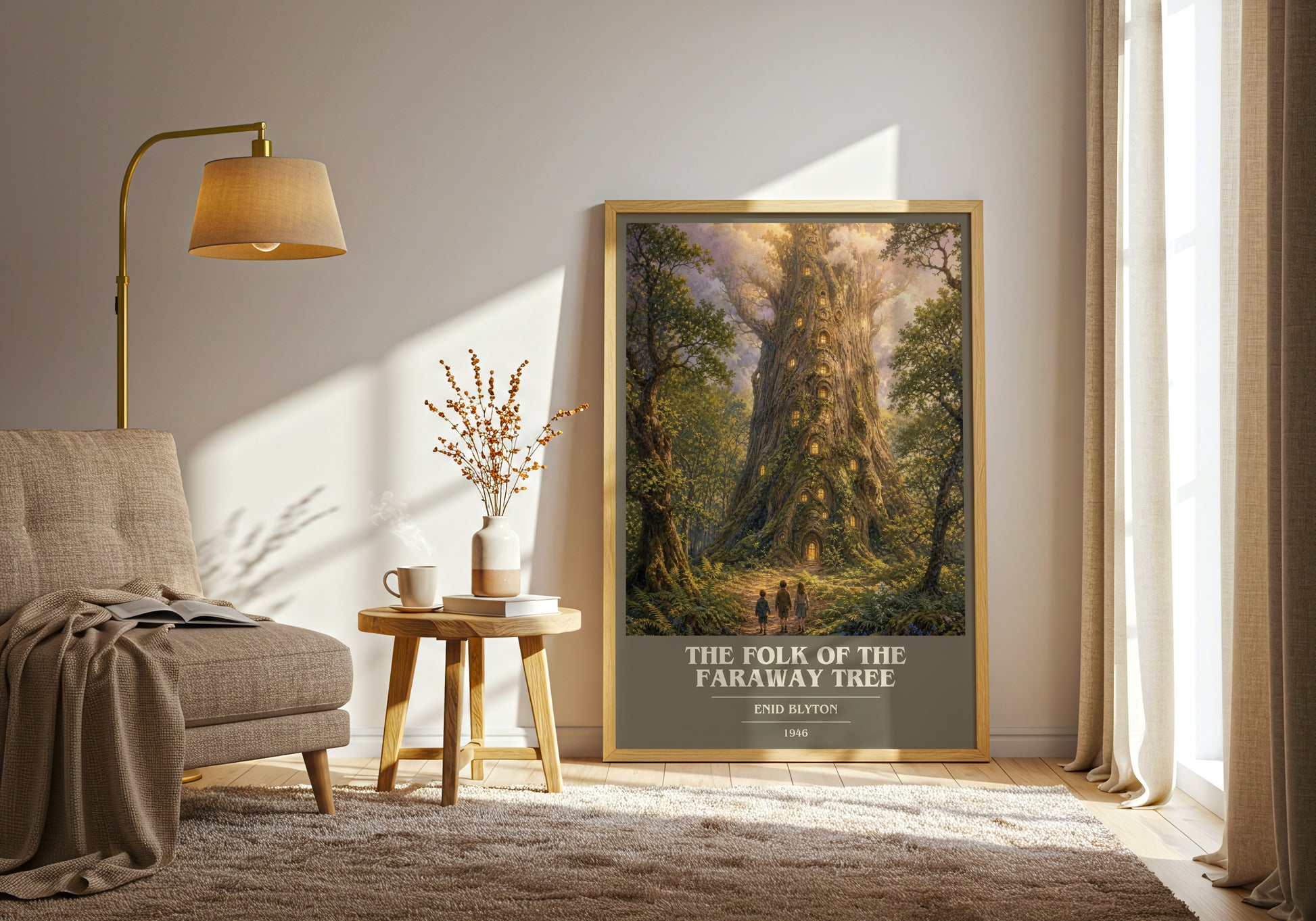 The Folk Of The Faraway Tree book cover print on bookshelf – Enid Blyton fan gift