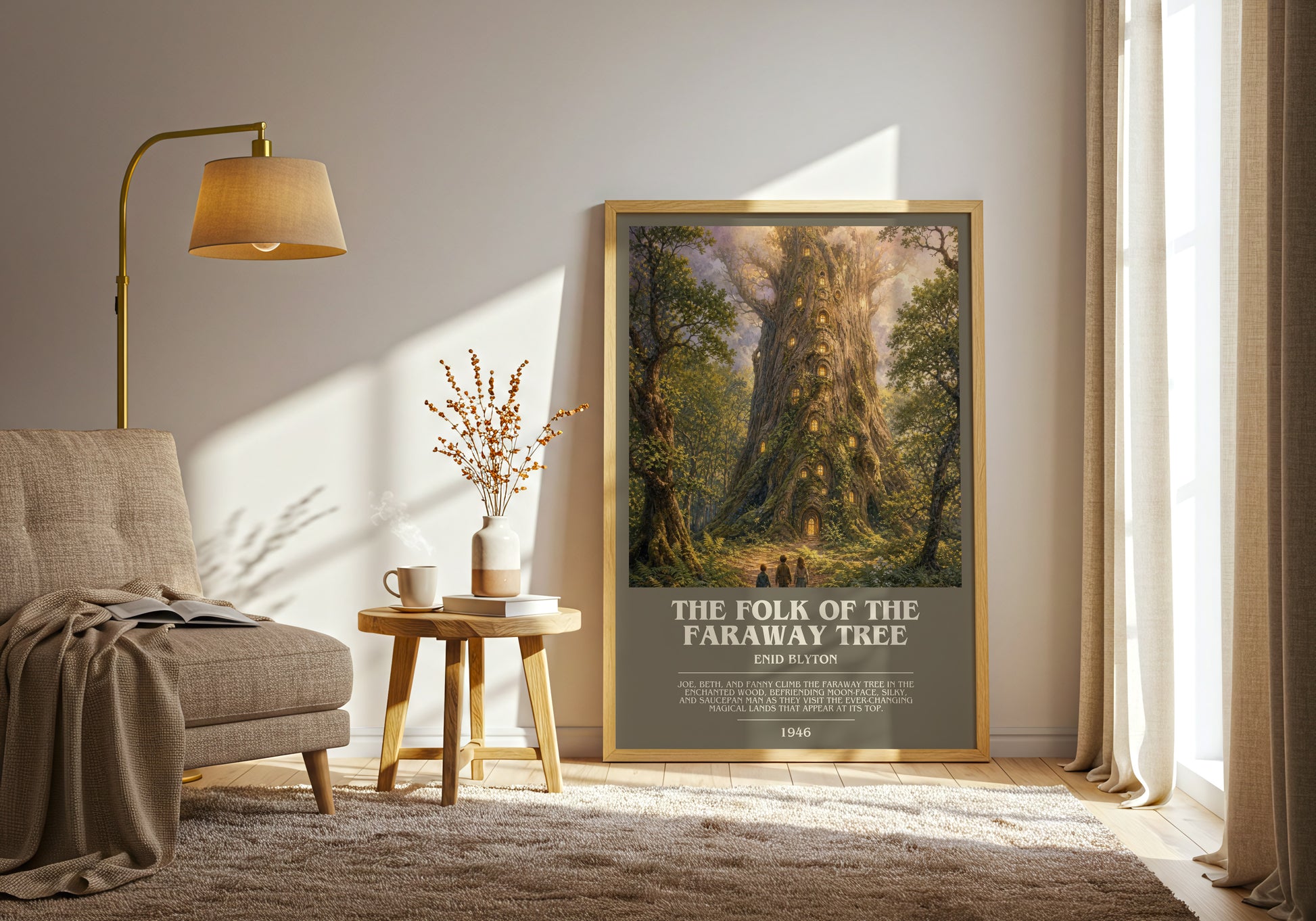 The Folk Of The Faraway Tree bookish print on bookshelf – Enid Blyton fan gift