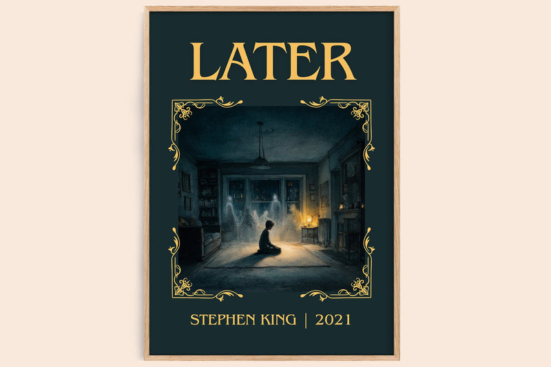 Later classic book art book poster by Stephen King – framed literary art print