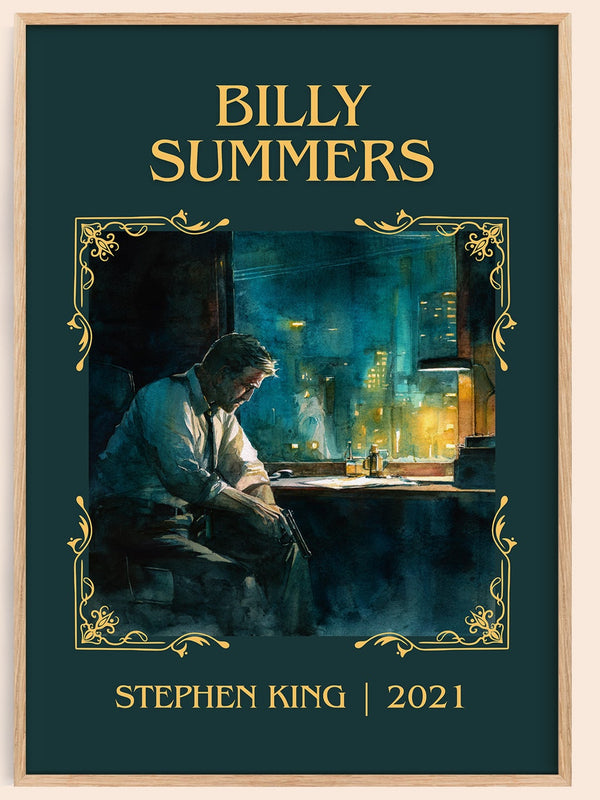 Billy Summers classic book art book poster by Stephen King – framed literary art print