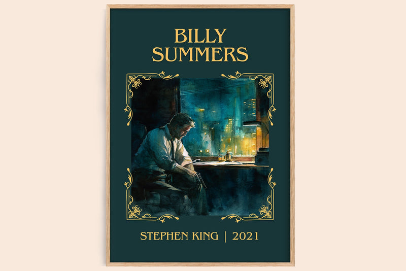 Billy Summers classic book art book poster by Stephen King – framed literary art print