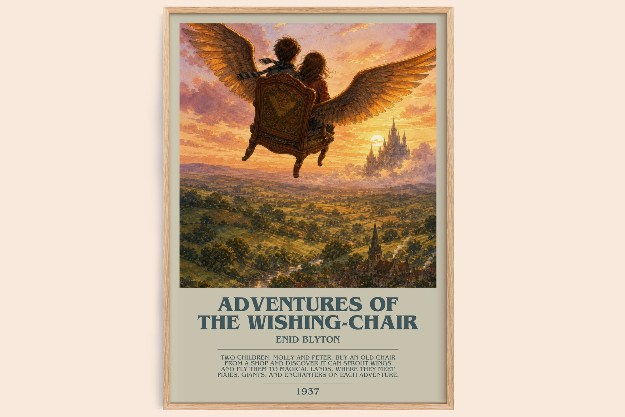 Adventures Of The Wishing-Chair bookish book poster by Enid Blyton – framed literary art print