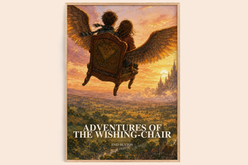 Adventures Of The Wishing-Chair watercolour book poster by Enid Blyton – framed literary art print