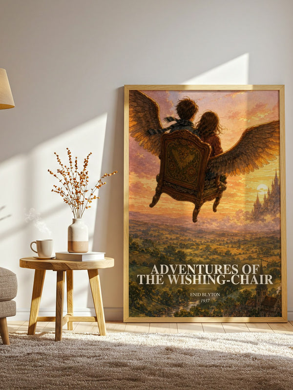 Adventures Of The Wishing-Chair watercolour print in frame leaning in hallway – childrens wall art