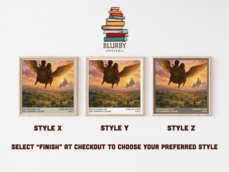 Adventures Of The Wishing-Chair literary print in frame leaning in hallway – childrens wall art