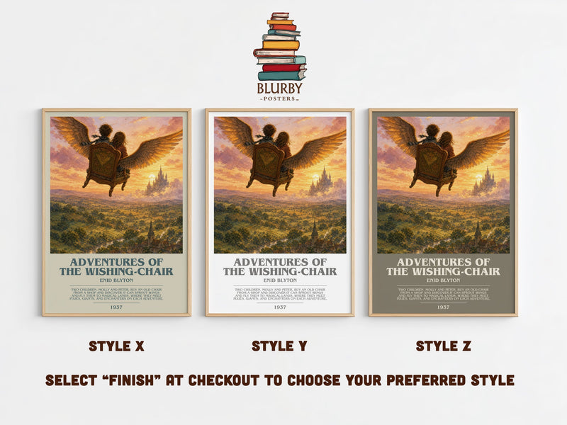 Adventures Of The Wishing-Chair bookish print in frame leaning in hallway – childrens wall art
