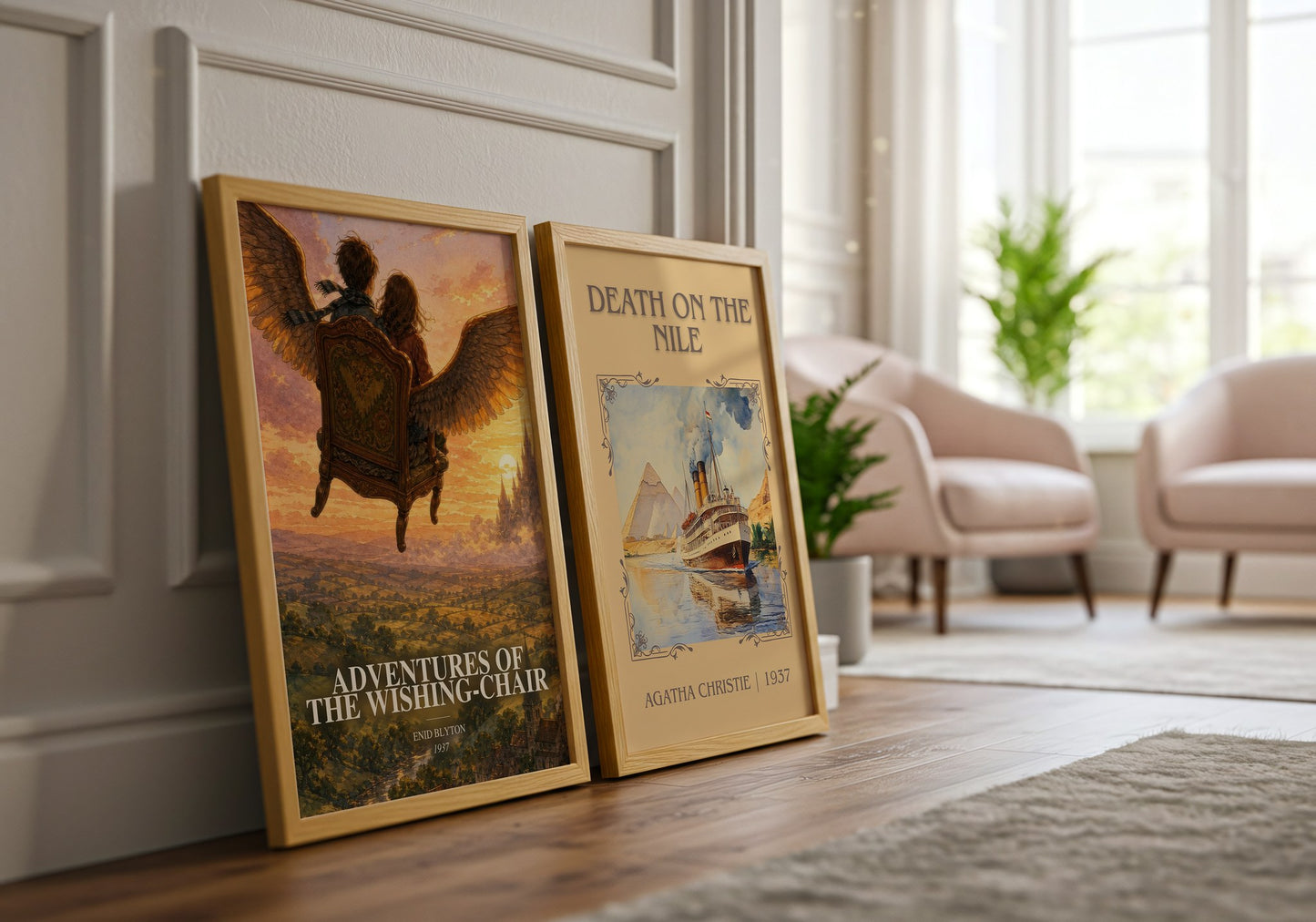 Adventures Of The Wishing-Chair watercolour print framed by window – literary home decor