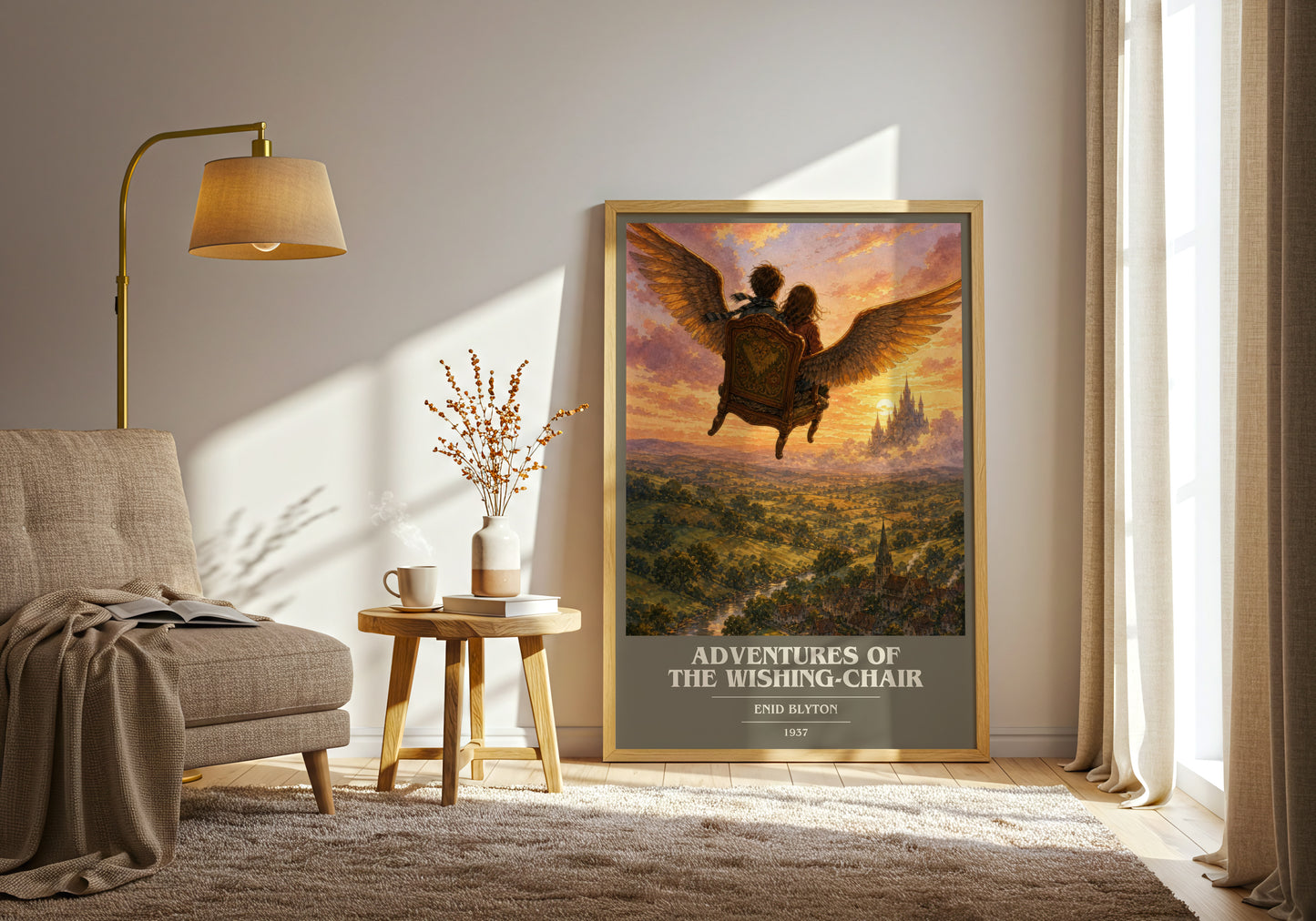 Adventures Of The Wishing-Chair book cover print on bookshelf – Enid Blyton fan gift