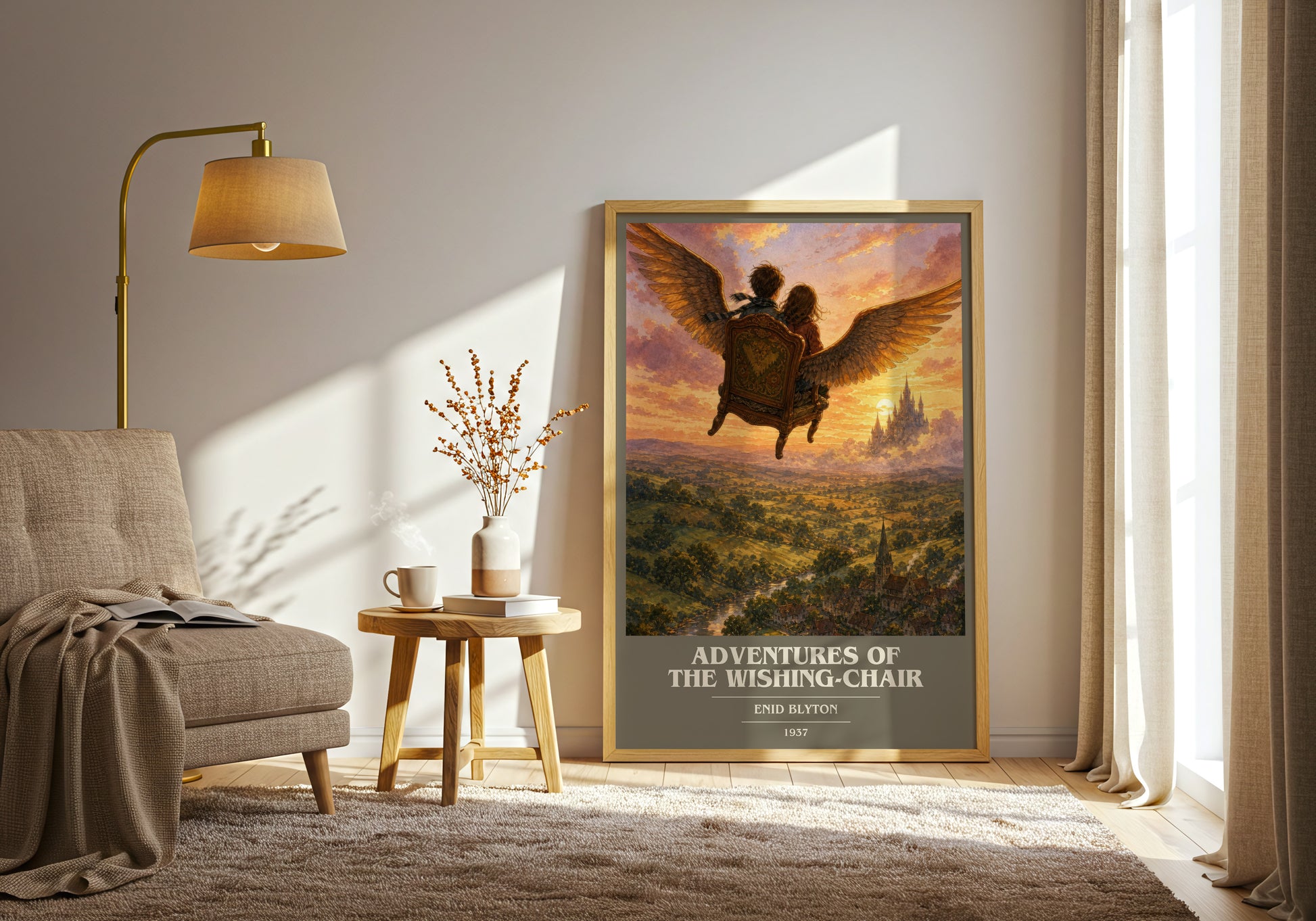 Adventures Of The Wishing-Chair book cover print on bookshelf – Enid Blyton fan gift