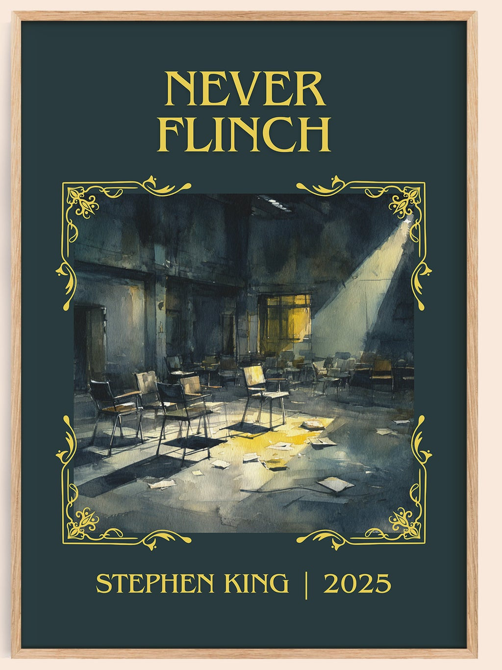 Never Flinch classic book art book poster by Stephen King – framed literary art print