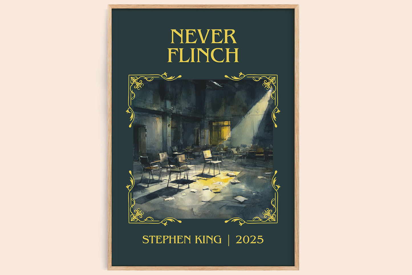 Never Flinch classic book art book poster by Stephen King – framed literary art print
