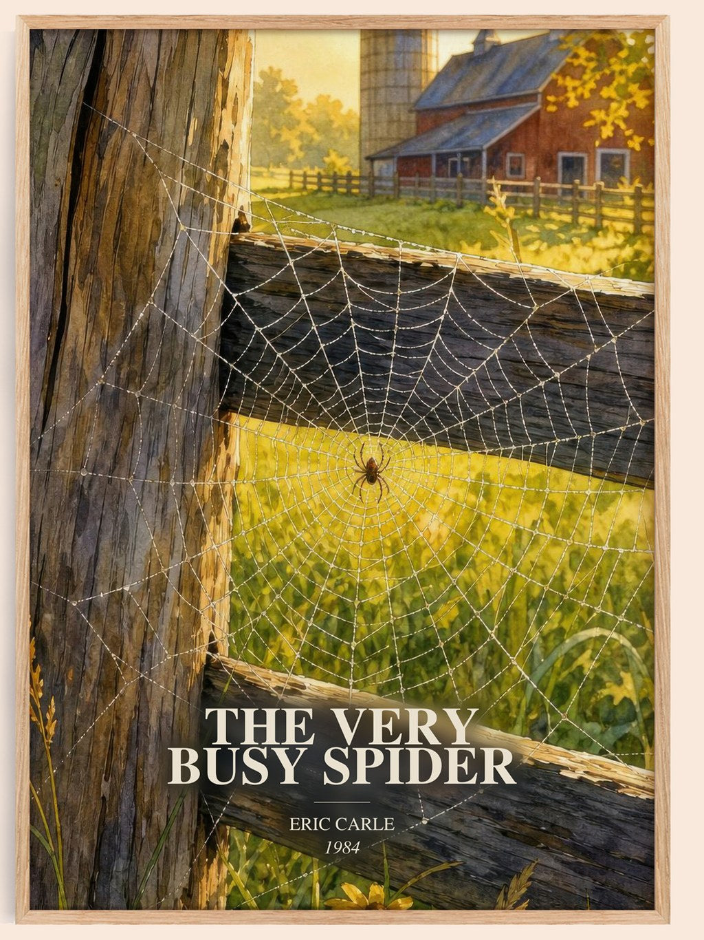 The Very Busy Spider watercolour book poster by Eric Carle – framed literary art print