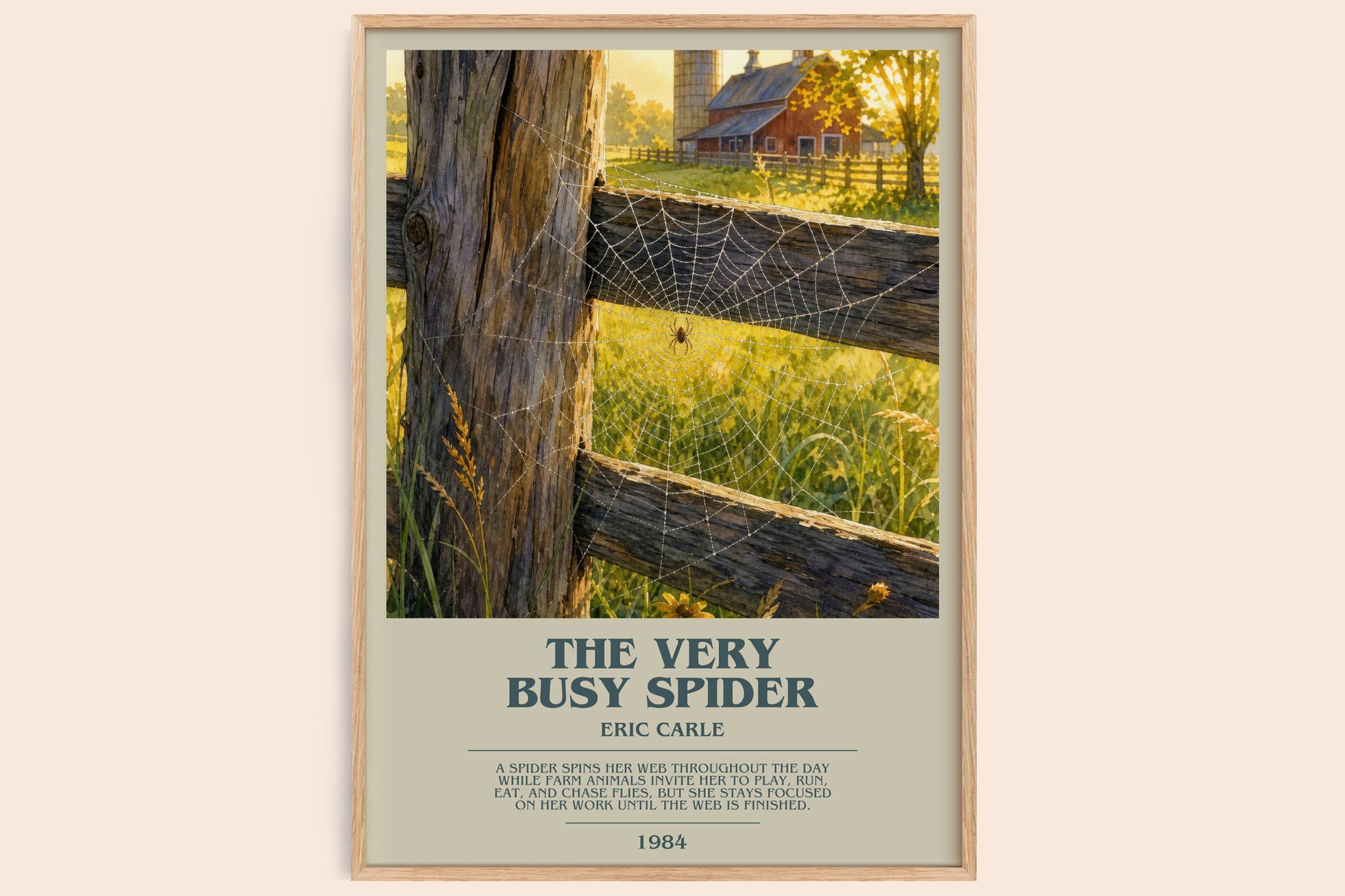 The Very Busy Spider bookish book poster by Eric Carle – framed literary art print