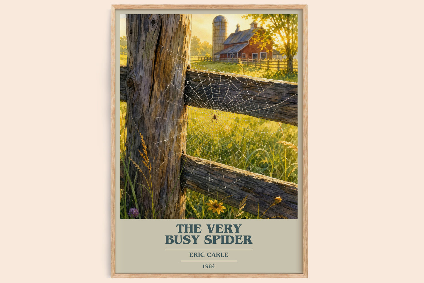 The Very Busy Spider book cover book poster by Eric Carle – framed literary art print