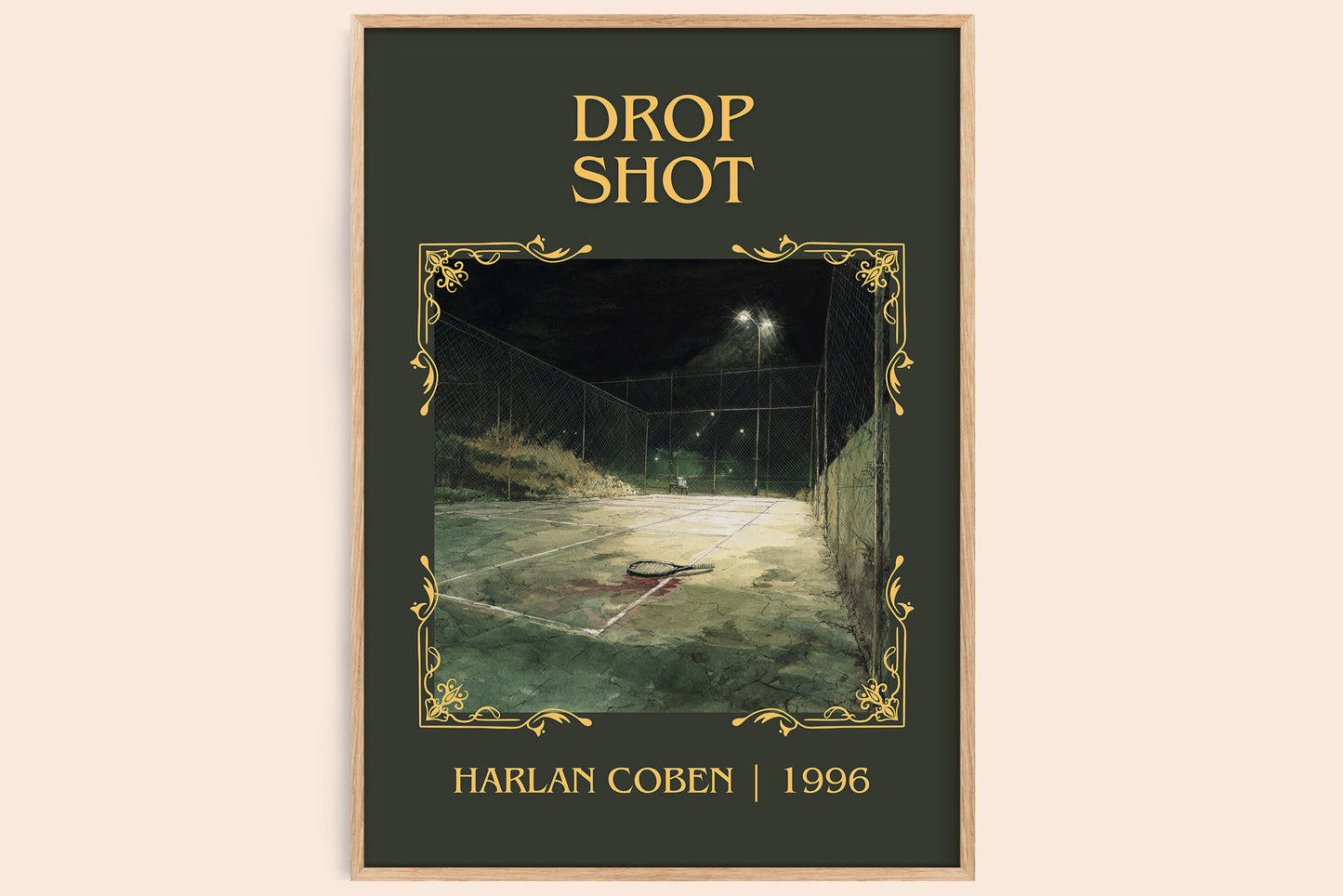 Drop Shot classic book art book poster by Harlan Coben – framed literary art print