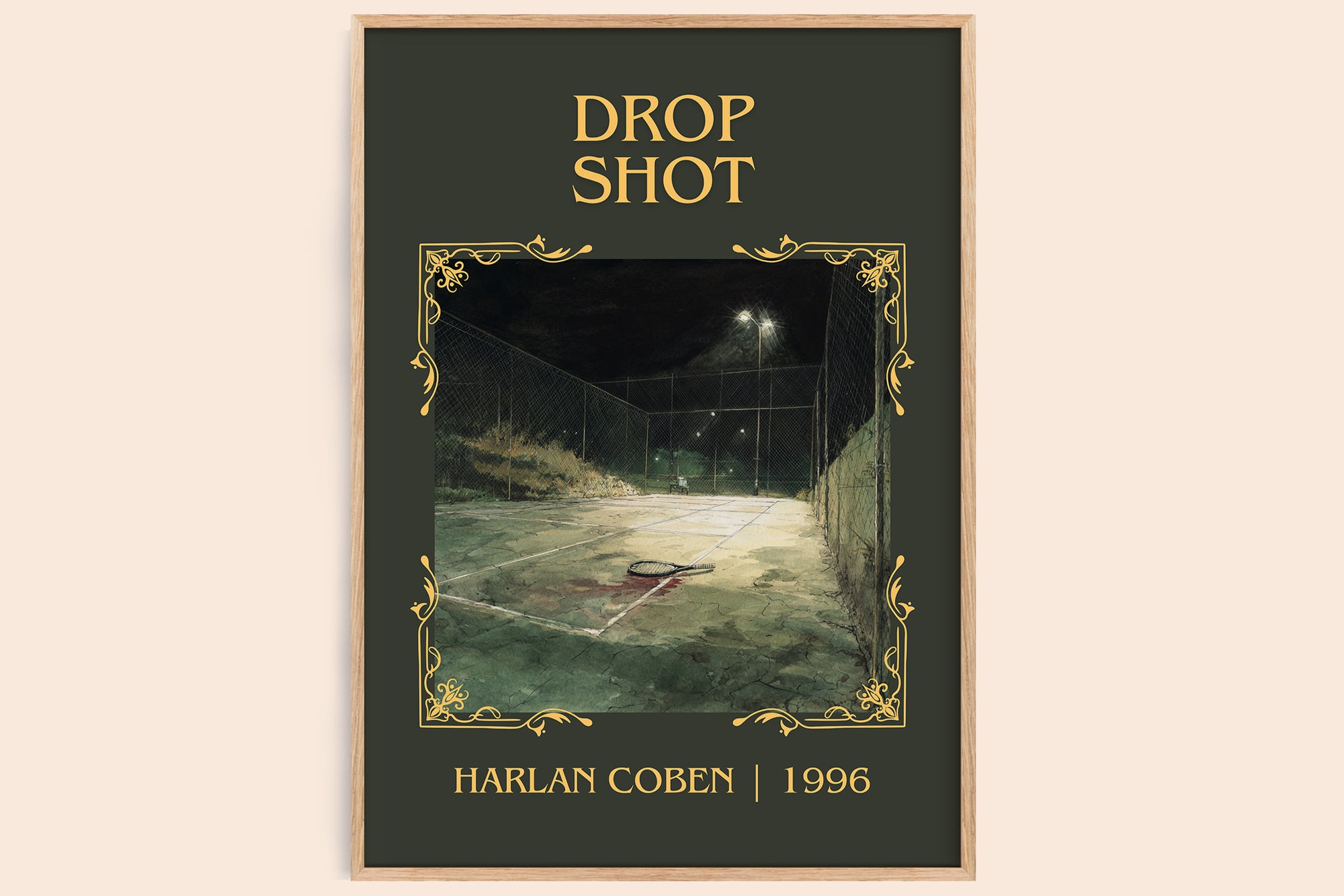 Drop Shot classic book art book poster by Harlan Coben – framed literary art print