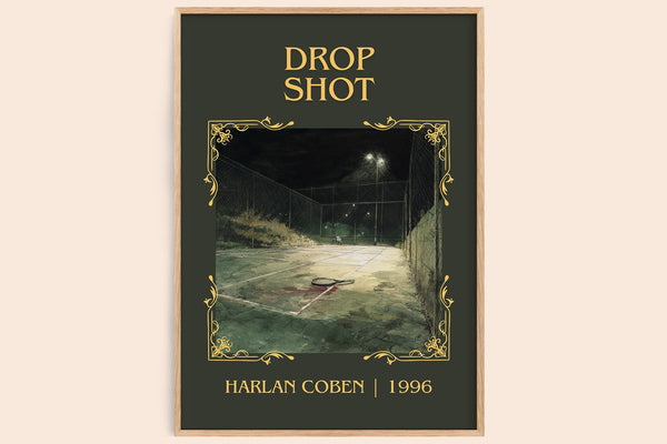 Drop Shot classic book art book poster by Harlan Coben – framed literary art print